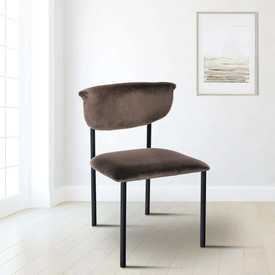 CLP Eetkamerstoel Gambell Fluweel - Bruin 5 CLP Eetkamerstoel Gambell Fluweel - Bruin - Afbeelding 3