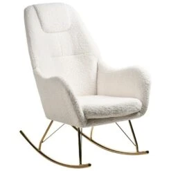 GULSELE - Schommelstoel - Gebroken Wit - Bouclé -Leen Bakker Winkel 86d078c3324f4a76aec96b4695229621