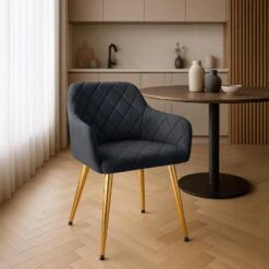 CLP Set Van 2 Eetkamerstoel Monett Goud Frame - Fluweel - Zwart -Leen Bakker Winkel 87031d78c7ff40d08db2e98a49be2fc9