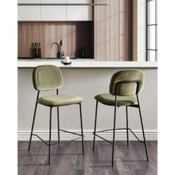 DUETTE - Barkruk Set Van 2 - Olijfgroen - Fluweel -Leen Bakker Winkel 8727c8617a954ca296af5361d31155df