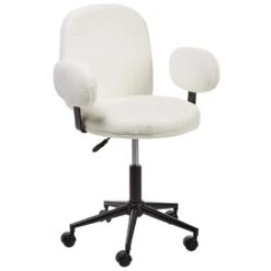 MORAGA - Bureaustoel - Gebroken Wit - Bouclé -Leen Bakker Winkel 8ddec599dc51456abfaf610c276001e2