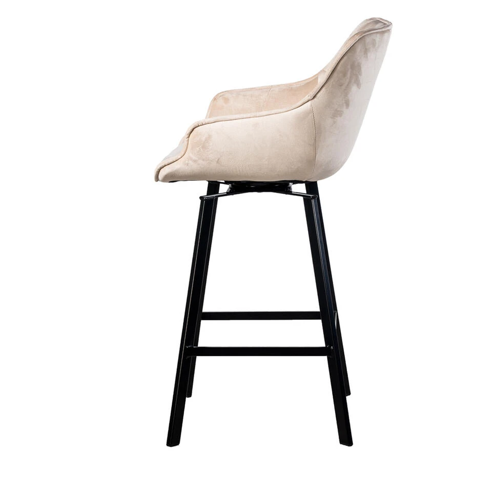 Giga Meubel Barstoel Velvet Champagne - Draaibaar - Stoel Shannon 6 Giga Meubel Barstoel Velvet Champagne - Draaibaar - Stoel Shannon - Afbeelding 4