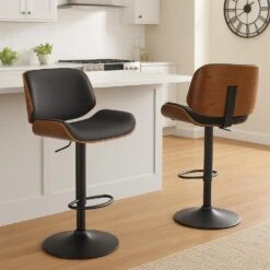 CLP Barkruk Beverley Zwart Frame - Stof - Walnoot/zwart -Leen Bakker Winkel 8edd0174970a485e9163d82b6fea2c0c