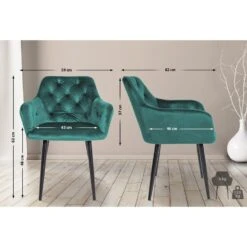 CLP Set Van 2 Eetkamerstoel Stanley Zwart Frame - Fluweel - Donkergroen -Leen Bakker Winkel 91f6fc48b97f4ed3a6ece7fe8fe33fb3