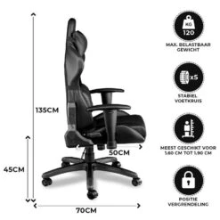 Ocazi Chicago Gamingstoel - Bureaustoel - Zwart -Leen Bakker Winkel 92545e506bef43c5b95ea42a495aa3f2