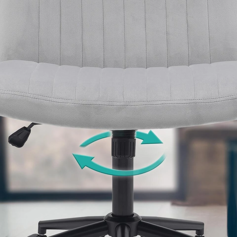 CLP Bureaustoel Kingman Zwart Frame - Fluweel - Licht Grijs 7 CLP Bureaustoel Kingman Zwart Frame - Fluweel - Licht Grijs - Afbeelding 5