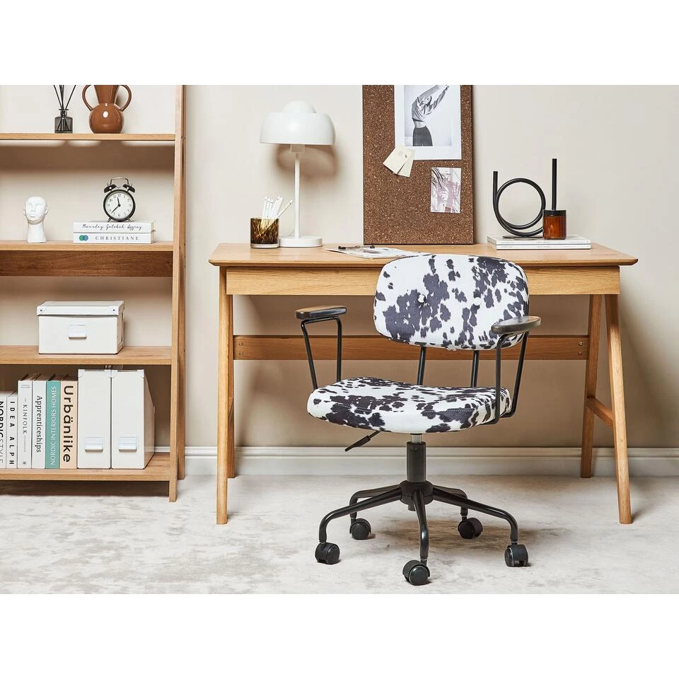 Beliani Bureaustoel ALGERITA - Zwart/Wit Fluweel 4 Beliani Bureaustoel ALGERITA - Zwart/Wit Fluweel - Afbeelding 2