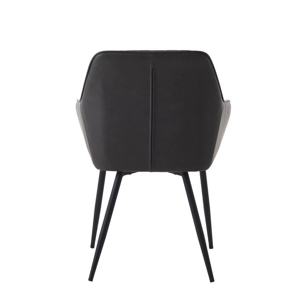 Eetkamerstoel Donkergrijs PU Leer - Nolan Stripe - Set Van 2 7 Eetkamerstoel Donkergrijs PU Leer - Nolan Stripe - Set Van 2 - Afbeelding 5