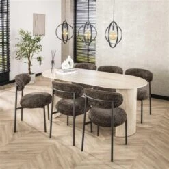 Hoyz Collection - Eetkamerstoel Round - Tissee Cargo Bruin - Set Van 2 -Leen Bakker Winkel 963b2fa96d4b4f71a92b495ef1a35430