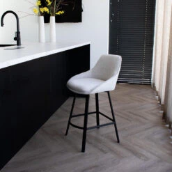 Barstoel Stof Beige - Zithoogte 65cm - 50x49x89cm - Roos - Set Van 2 -Leen Bakker Winkel 980f503624ae4f9f80033045a005a0fd