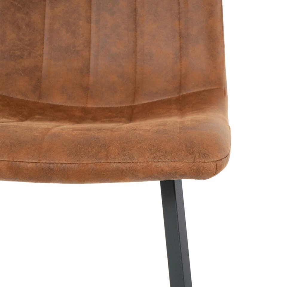 2x Eetkamerstoel Minsk - Microleder - Cognac 5 2x Eetkamerstoel Minsk - Microleder - Cognac - Afbeelding 3