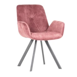 Eetkamerstoel Roze - Zithoogte 48cm - Velvet Stof - 61x62x84cm - Stoel Tedd - -Leen Bakker Winkel 98a6707d5a3246c1bbe3c3f7d92c34df