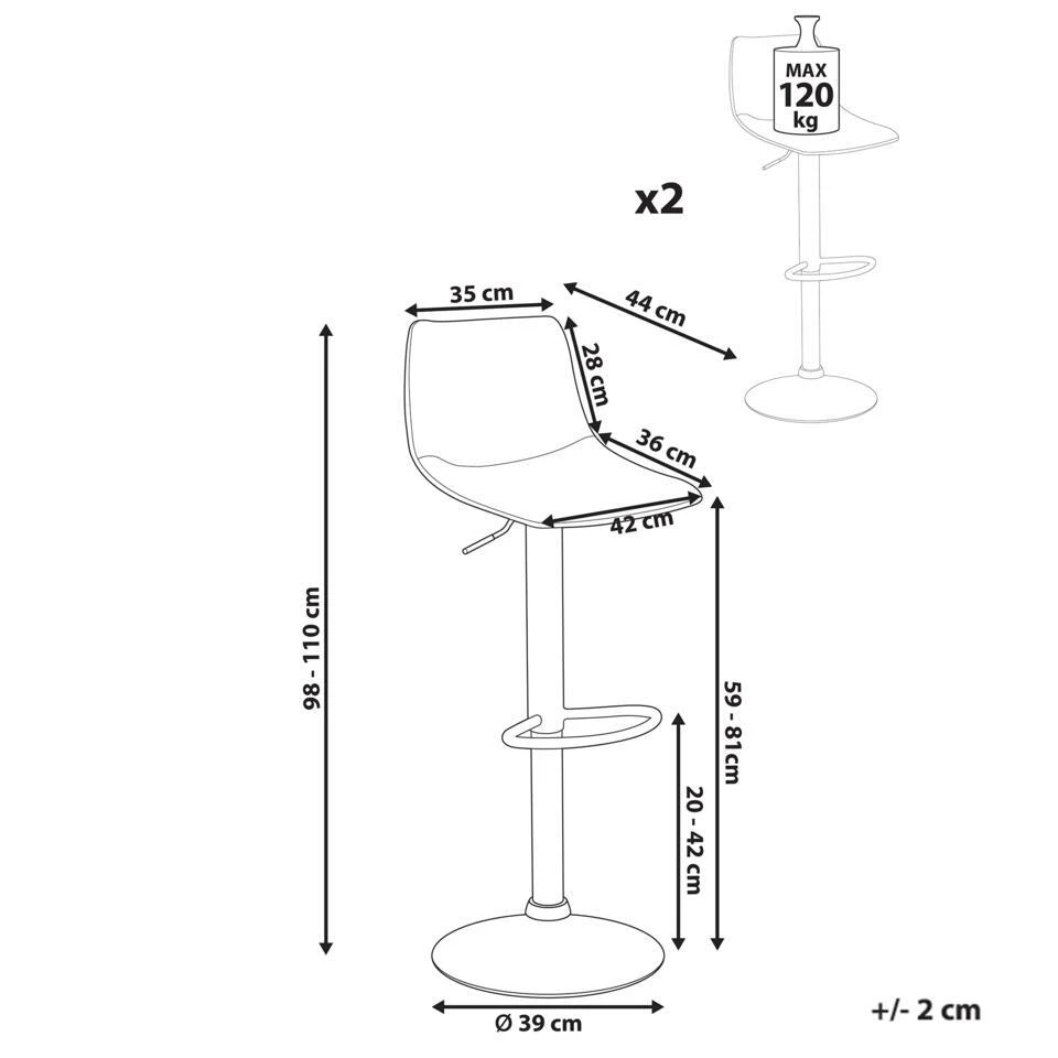 LEBRIJA - Barkruk Set Van 2 - Lichtbeige - Kunstleer 6 LEBRIJA - Barkruk Set Van 2 - Lichtbeige - Kunstleer - Afbeelding 4