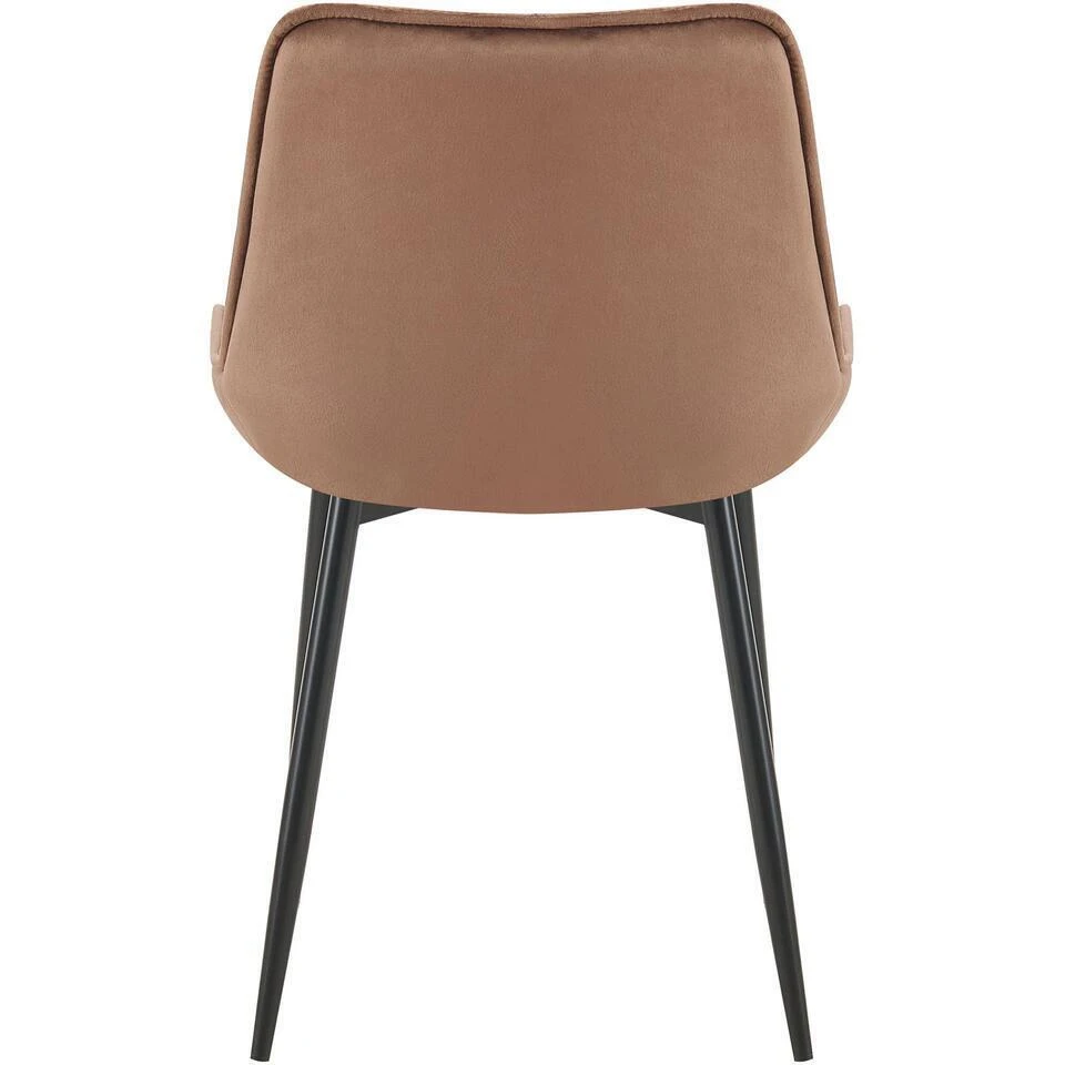 CLP Set Van 2 Eetkamerstoel Wallace Zwart Frame - Fluweel - Bruin 8 CLP Set Van 2 Eetkamerstoel Wallace Zwart Frame - Fluweel - Bruin - Afbeelding 6