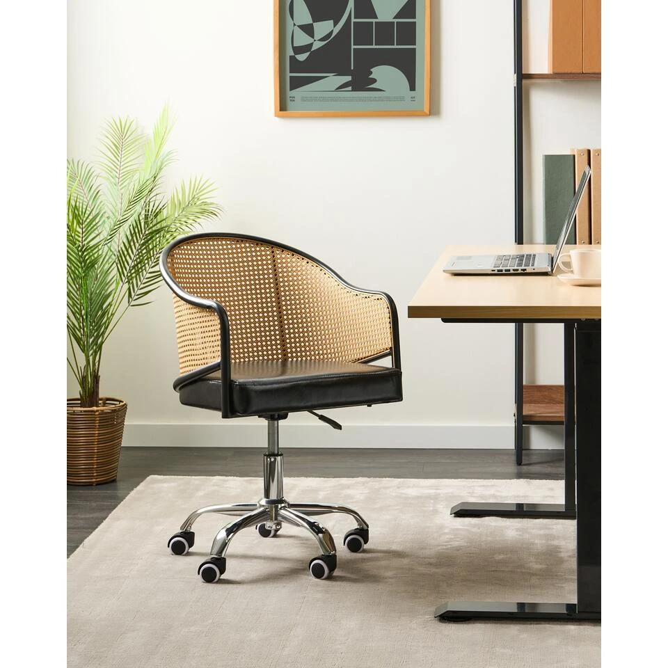 REDDING - Bureaustoel - Zwart - Kunstleer 4 REDDING - Bureaustoel - Zwart - Kunstleer - Afbeelding 2