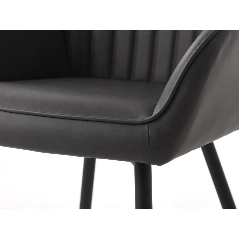 Eetkamerstoel Donkergrijs PU Leer - Nolan Stripe - Set Van 2 10 Eetkamerstoel Donkergrijs PU Leer - Nolan Stripe - Set Van 2 - Afbeelding 8