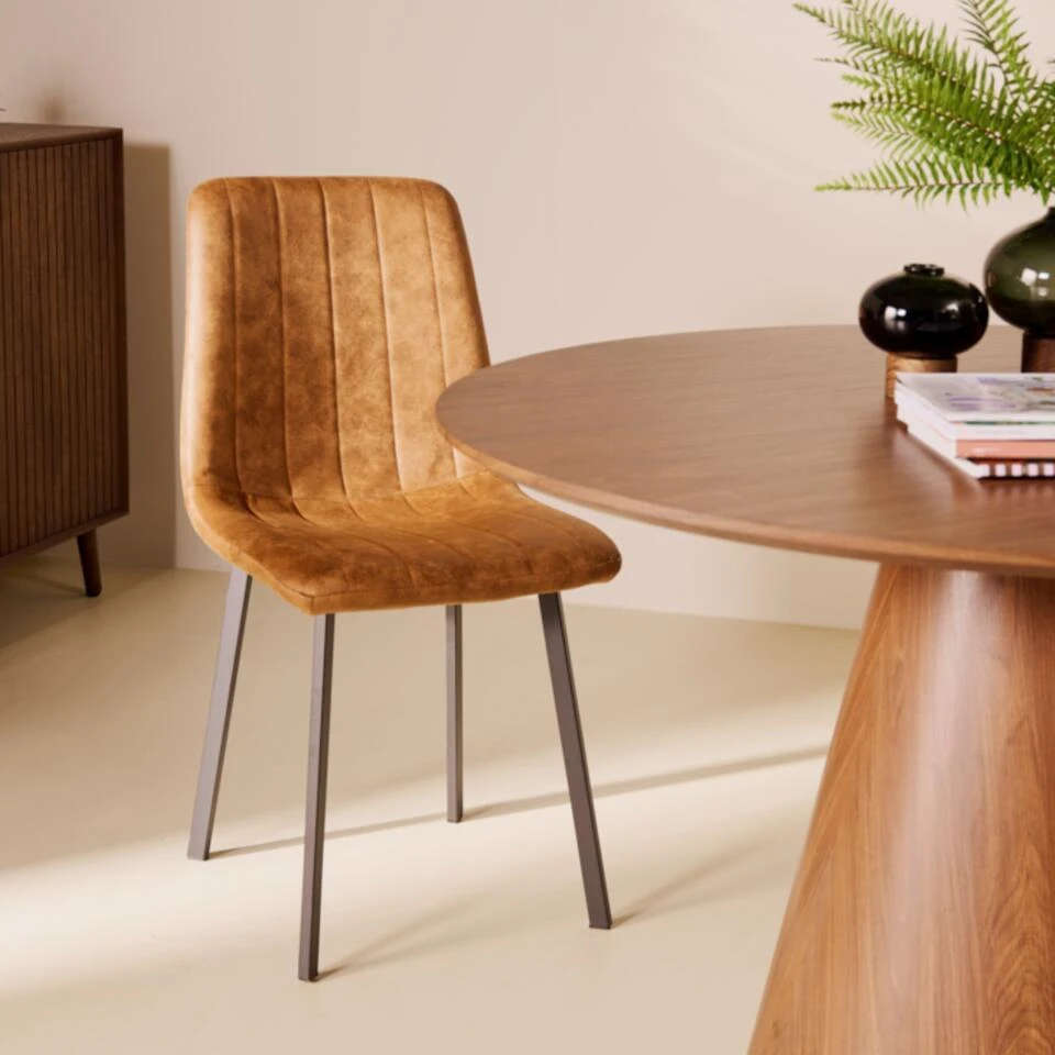 2x Eetkamerstoel Minsk - Microleder - Cognac 11 2x Eetkamerstoel Minsk - Microleder - Cognac - Afbeelding 9