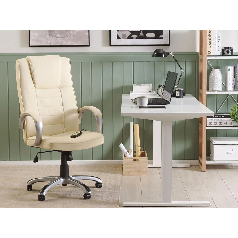 Beliani Bureaustoel GRANDEUR - Beige Kunstleer 4 Beliani Bureaustoel GRANDEUR - Beige Kunstleer - Afbeelding 2