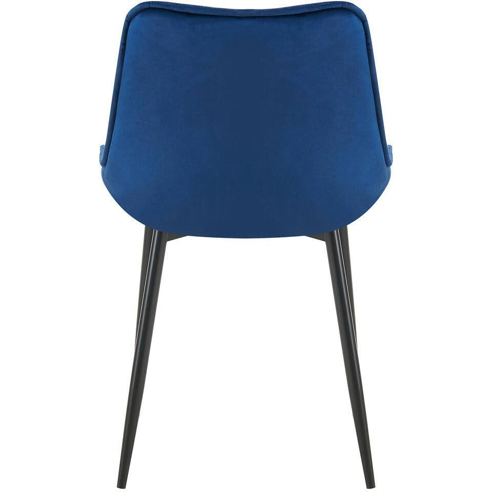 CLP Eetkamerstoel Wallace Zwart Frame - Fluweel - Blauw 8 CLP Eetkamerstoel Wallace Zwart Frame - Fluweel - Blauw - Afbeelding 6