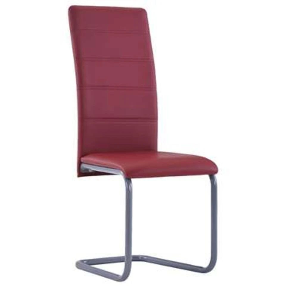 VidaXL Eetkamerstoelen 2 St Kunstleer Rood 4 VidaXL Eetkamerstoelen 2 St Kunstleer Rood - Afbeelding 2