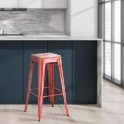 CLP Set Van 4 Barkruk Joshua Metaal - Rood -Leen Bakker Winkel abd7904c766241bb88fe084a05380153