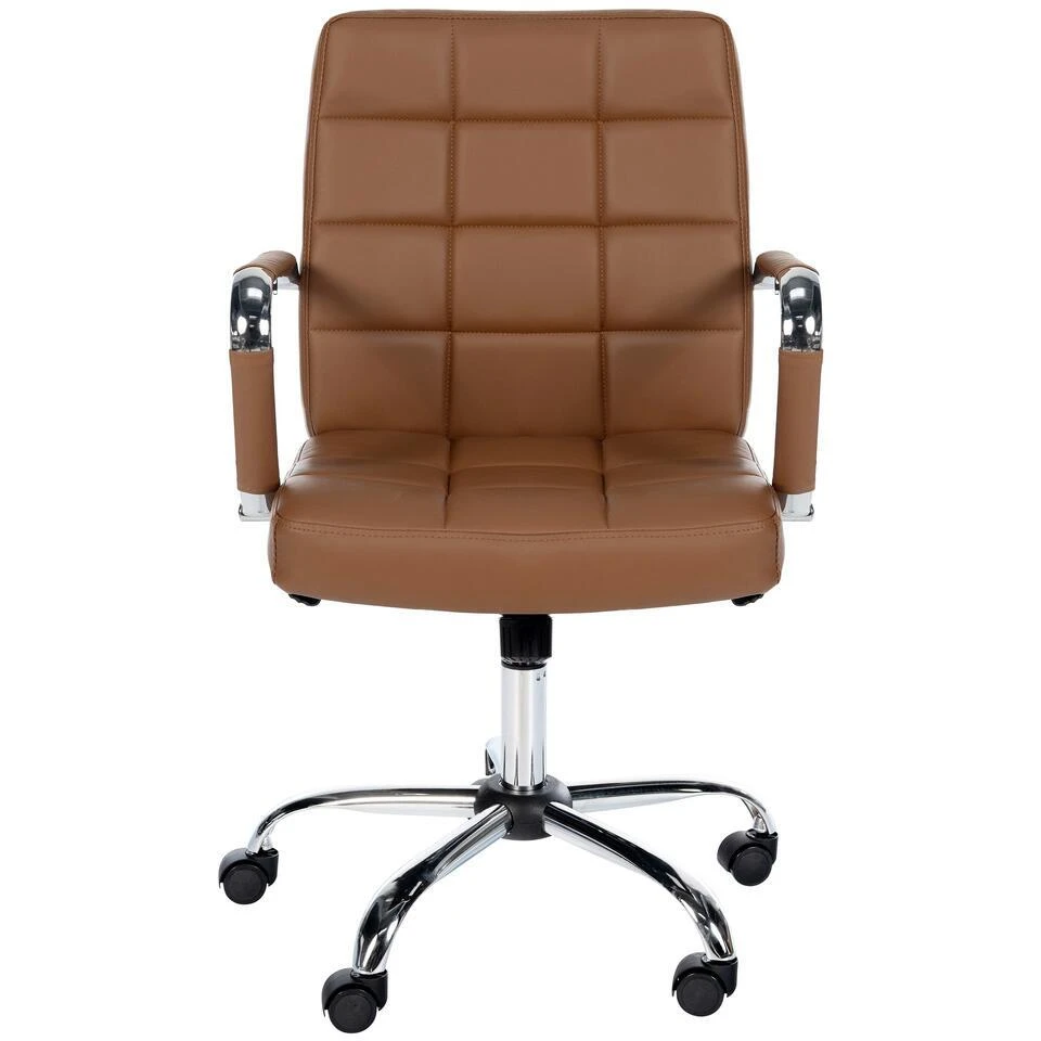 CLP Bureaustoel Ashland Chroom Frame - Kunstleer - Licht Bruin 7 CLP Bureaustoel Ashland Chroom Frame - Kunstleer - Licht Bruin - Afbeelding 5