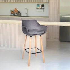 CLP Set Van 2 Barkruk Grant Natura Frame - Fluweel - Grijs -Leen Bakker Winkel b1f94d2606b84903a1c24ed483796fe8