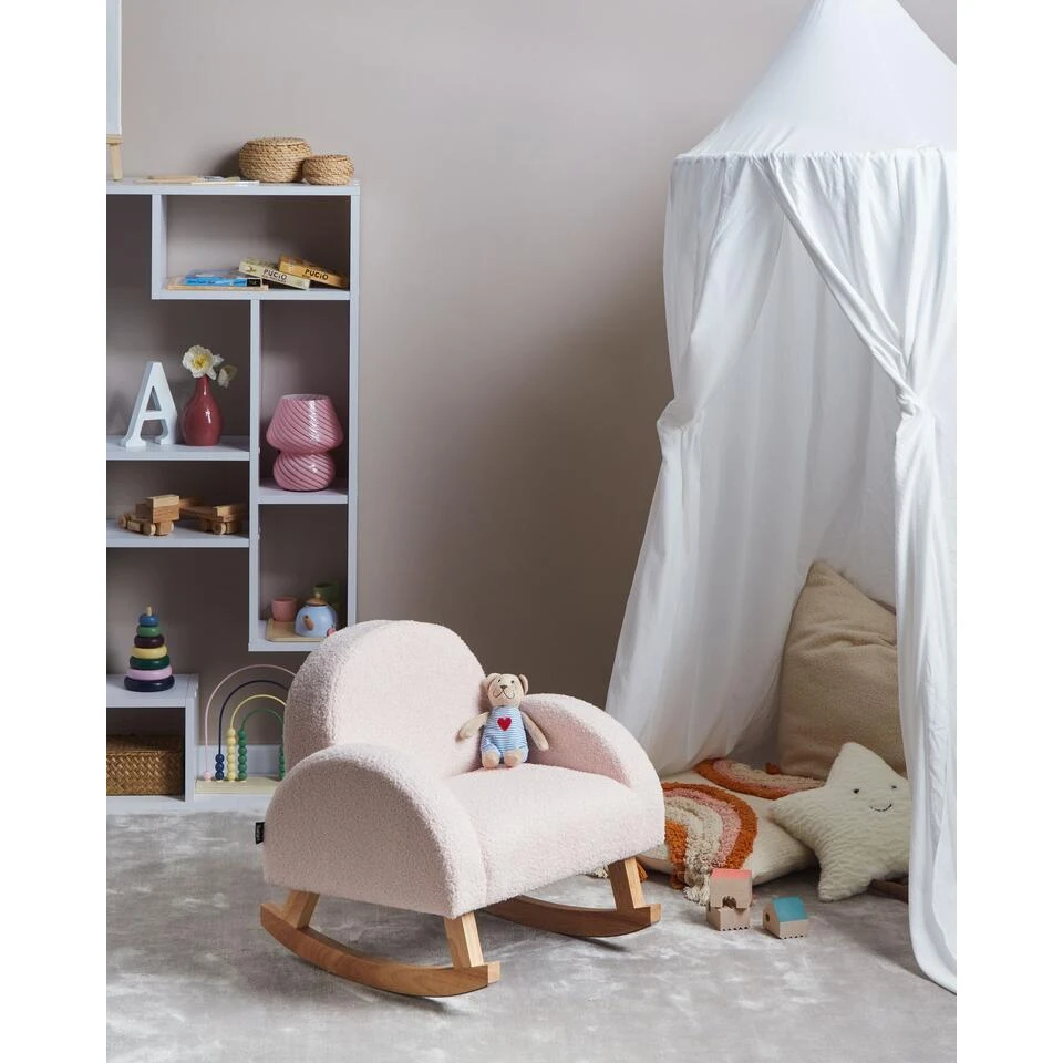 HUG - Schommelstoel Voor Kinderen - Pastelroze - Bouclé 4 HUG - Schommelstoel Voor Kinderen - Pastelroze - Bouclé - Afbeelding 2