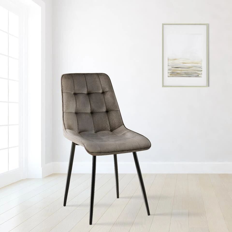 CLP Eetkamerstoel Gifford Mat Zwart Frame - Fluweel - Antraciet 5 CLP Eetkamerstoel Gifford Mat Zwart Frame - Fluweel - Antraciet - Afbeelding 3