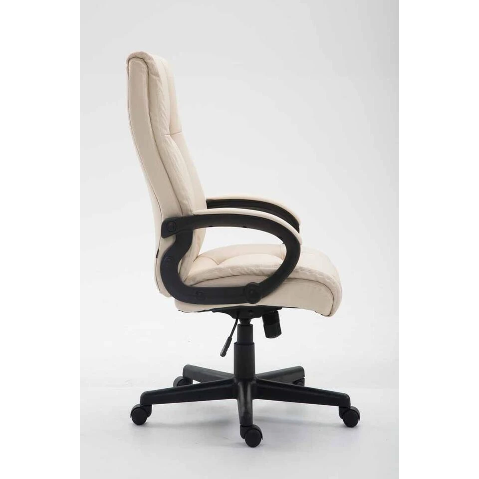 CLP Bureaustoel XL Sparta Zwart Frame - Kunstleer - Creme 5 CLP Bureaustoel XL Sparta Zwart Frame - Kunstleer - Creme - Afbeelding 3