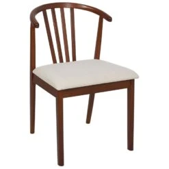 CRAIG - Eetkamerstoel Set Van 2 - Lichtbeige - Donker Hout -Leen Bakker Winkel bb74ec92e1b8489790e7a9f658c42f4a