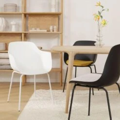 Nolon Nora-Puk Eetkamerstoel Wit - Met Armleuning - Wit Onderstel -Leen Bakker Winkel bc1b3e7a5225451eb3578e977eef3225