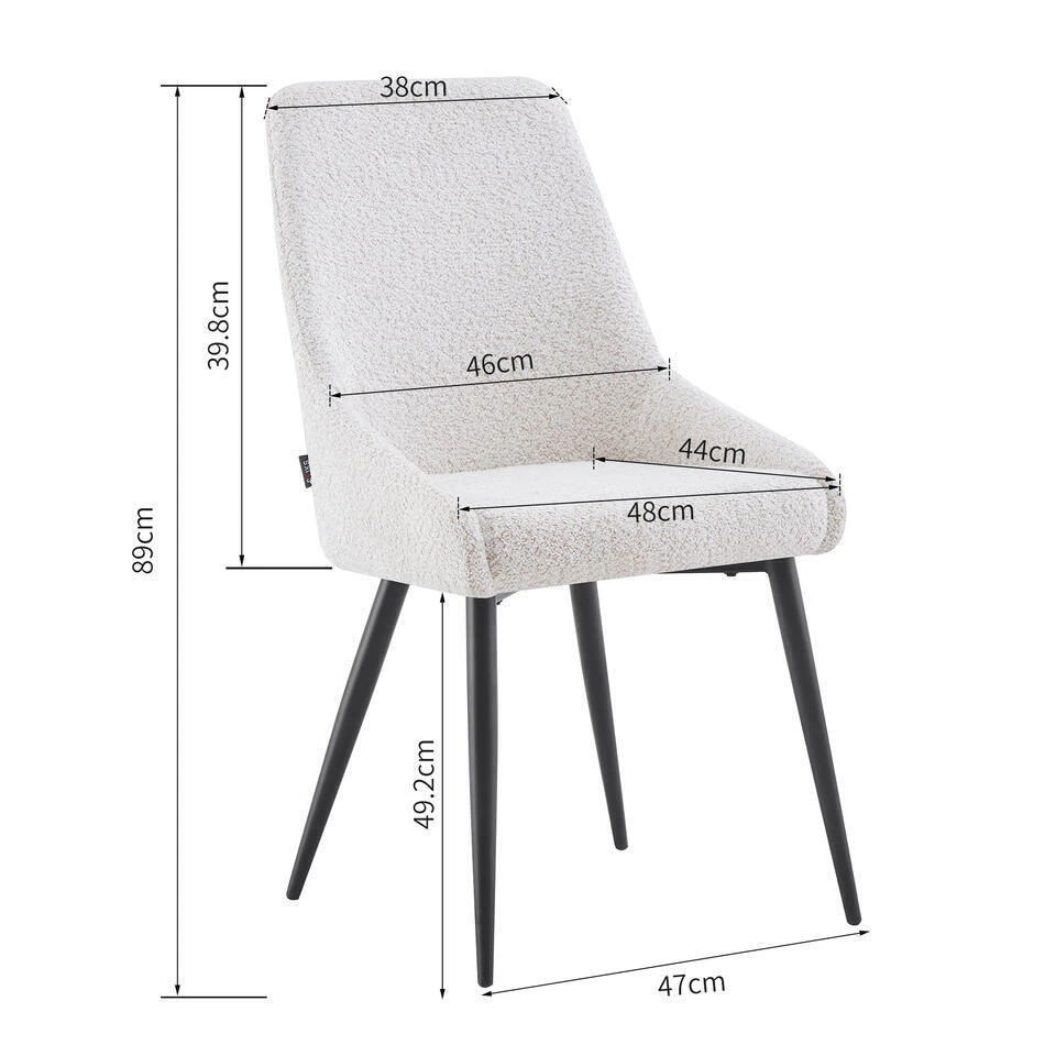 Merkloos Eetkamerstoelen Set Van 2 - Oscar - Taupe - Stof 9 Merkloos Eetkamerstoelen Set Van 2 - Oscar - Taupe - Stof - Afbeelding 7