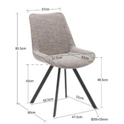 Eetkamerstoel Beige Stof/Metaal - Zithoogte 48cm - Mika - Set Van 2 -Leen Bakker Winkel bef183fba69e4975a79f6e66d60a21dc