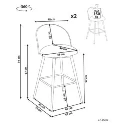 NATHAN - Barkruk Set Van 2 - Groen - 91 Cm - Bouclé -Leen Bakker Winkel c21402216fdb4b8897dc75d77010a4b4