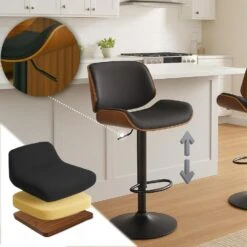 CLP Barkruk Beverley Zwart Frame - Stof - Walnoot/zwart -Leen Bakker Winkel c24f53933a4e40c5b2105f22a0cb4451