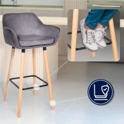 CLP Set Van 2 Barkruk Grant Natura Frame - Fluweel - Grijs -Leen Bakker Winkel c254a23274ab415d9d67d7bee47329b4