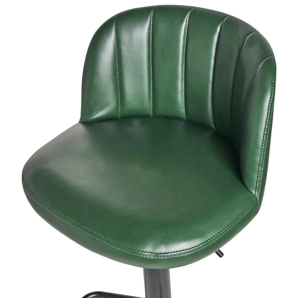 VLORE - Barkruk Set Van 2 - Donkergroen - Kunstleer 11 VLORE - Barkruk Set Van 2 - Donkergroen - Kunstleer - Afbeelding 9