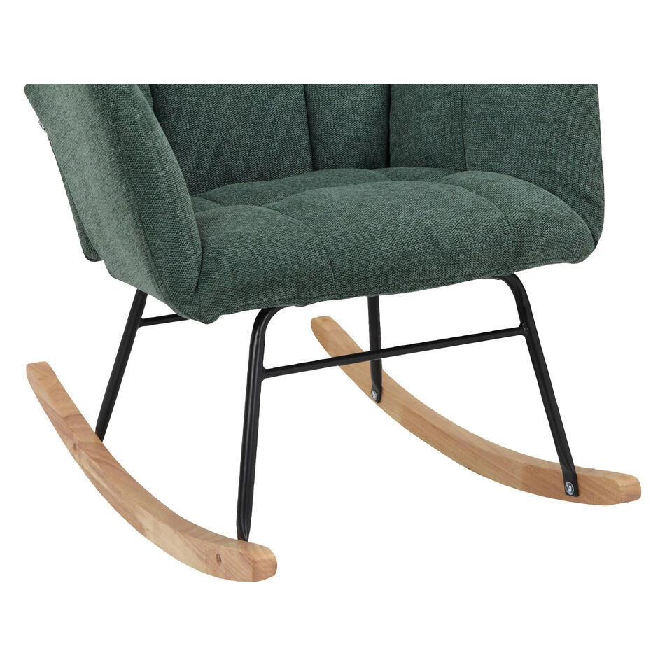 Elza - Schommelstoel Van Groene Stof 5 Elza - Schommelstoel Van Groene Stof - Afbeelding 3