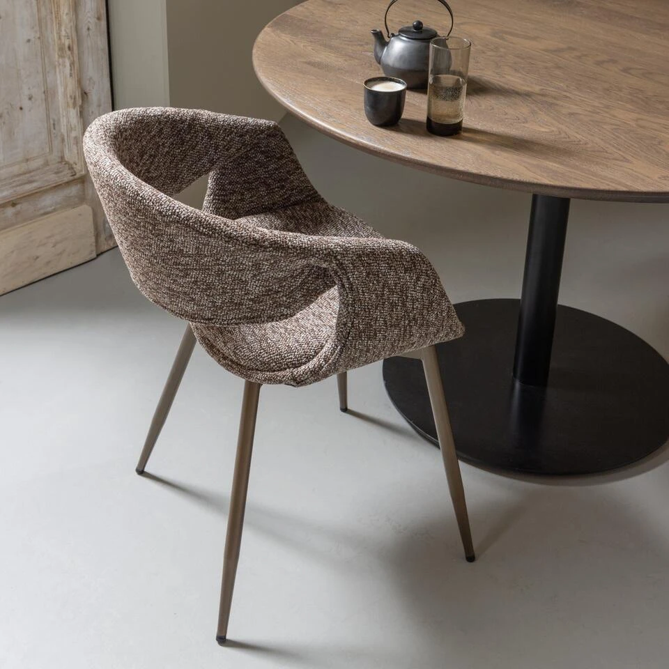 WOOOD Yossi Eetkamerstoelen Metalen Koper Poot - Bruin - Set Van 2 7 WOOOD Yossi Eetkamerstoelen Metalen Koper Poot - Bruin - Set Van 2 - Afbeelding 5