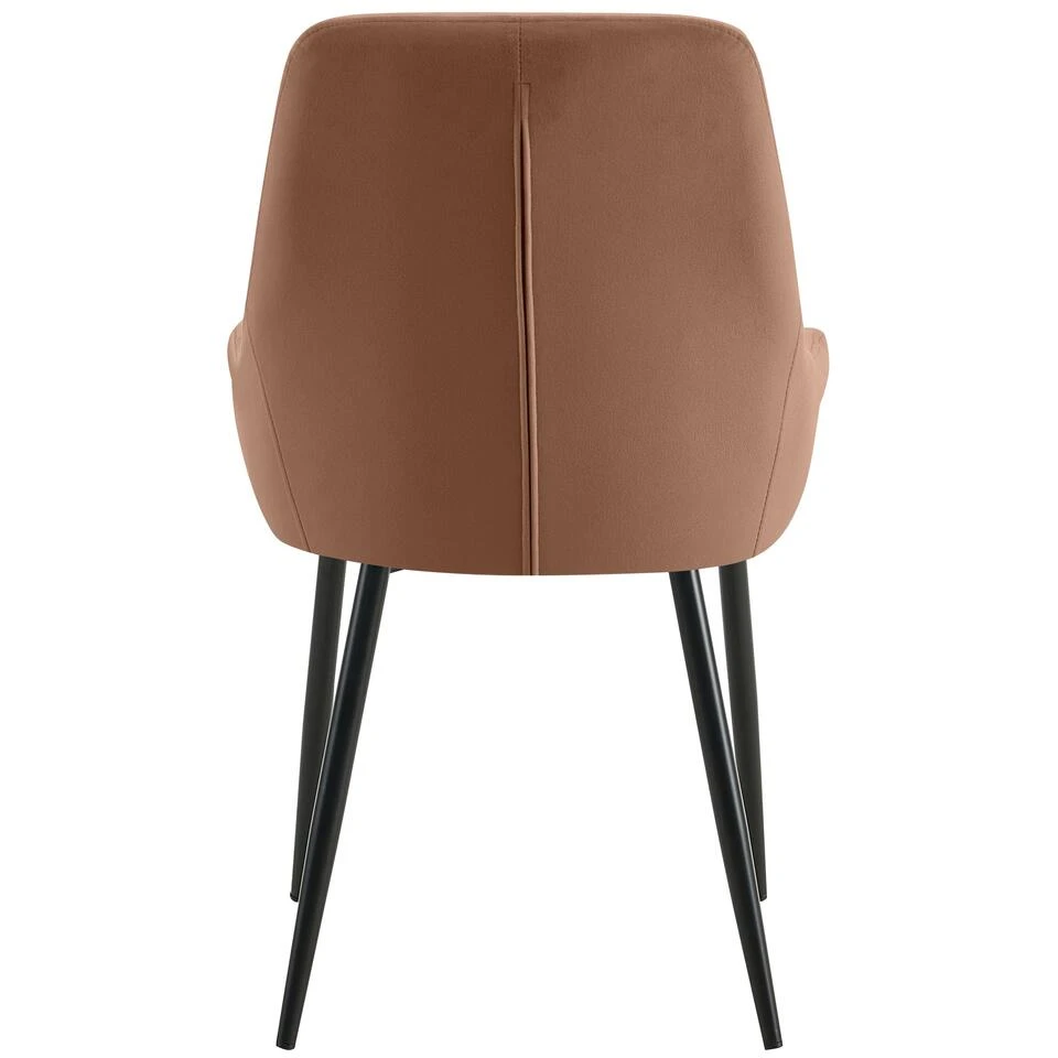 CLP Eetkamerstoel Elmira Zwart Frame - Fluweel - Bruin 8 CLP Eetkamerstoel Elmira Zwart Frame - Fluweel - Bruin - Afbeelding 6