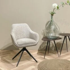 Livingfurn - Eetkamerstoel Thomas Toffee - Beige - Stof - Set Van 2 -Leen Bakker Winkel c8a27dd24a514cc9a2b913d8a393e880