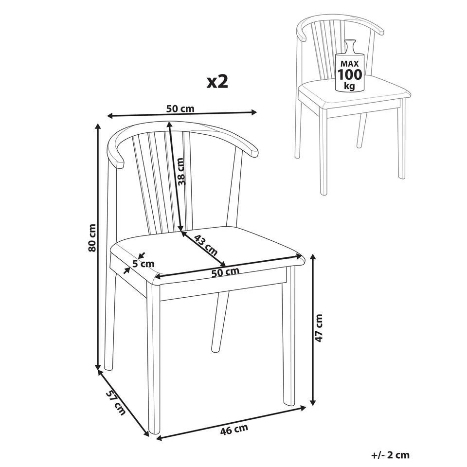 CRAIG - Eetkamerstoel Set Van 2 - Lichtbeige - Licht Hout 6 CRAIG - Eetkamerstoel Set Van 2 - Lichtbeige - Licht Hout - Afbeelding 4