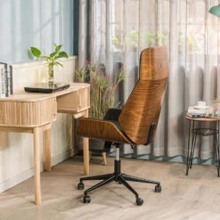 Houten En Zwarte Kunstleren Bureaustoel -Leen Bakker Winkel ca696c3dea824c59b3b6560535893eaa