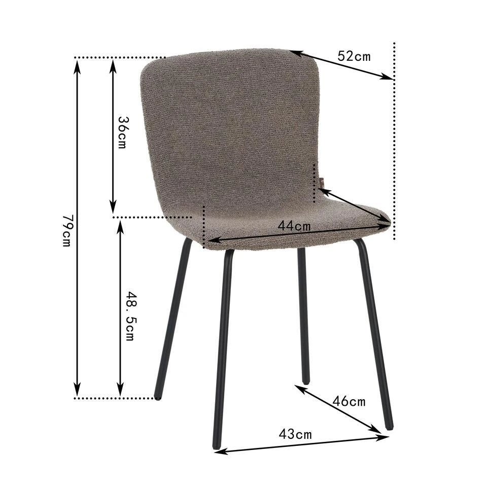Luca Eetkamerstoel Bruin Stof - Set Van 2 8 Luca Eetkamerstoel Bruin Stof - Set Van 2 - Afbeelding 6