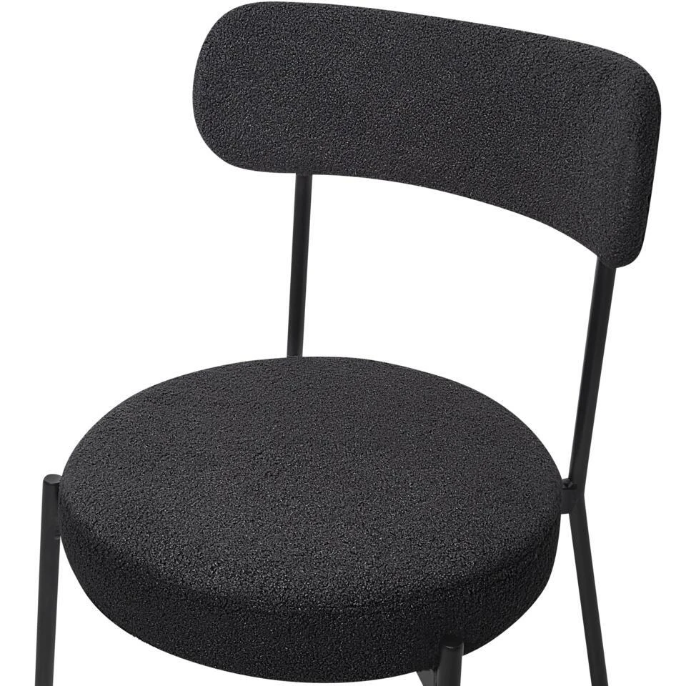 ALLISON - Eetkamerstoel Set Van 2 - Zwart - Bouclé 10 ALLISON - Eetkamerstoel Set Van 2 - Zwart - Bouclé - Afbeelding 8