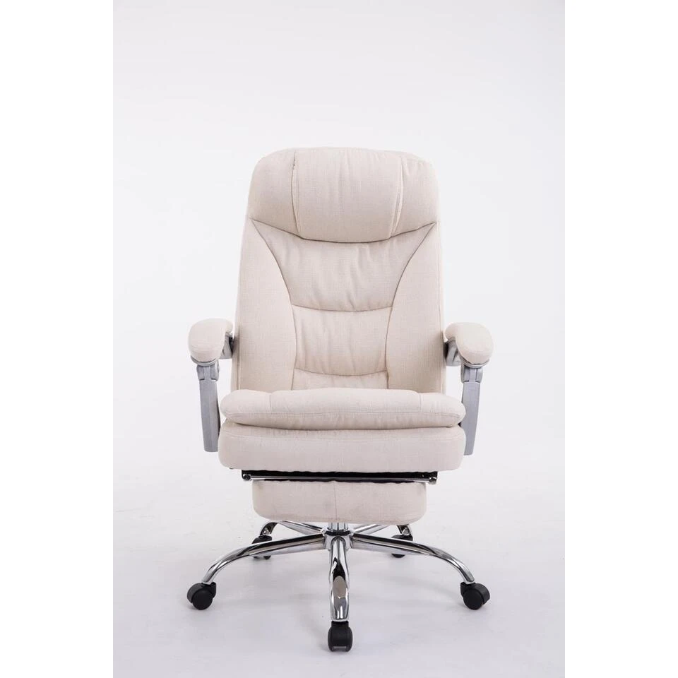 CLP Bureaustoel XL Troy Chroom Frame - Stof - Creme 4 CLP Bureaustoel XL Troy Chroom Frame - Stof - Creme - Afbeelding 2