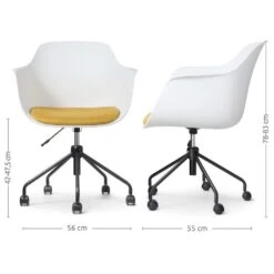 Nolon Nout-Liz Bureaustoel Wit - Okergeel Kussen - Zwart Onderstel -Leen Bakker Winkel d6fe983b09a1449bb1c115bbddd14868