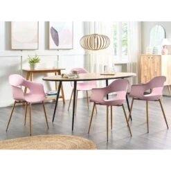 Beliani Eetkamerstoel UTICA - Roze Synthetisch Materiaal -Leen Bakker Winkel d9ddba341f684790b0855801f19b92ae