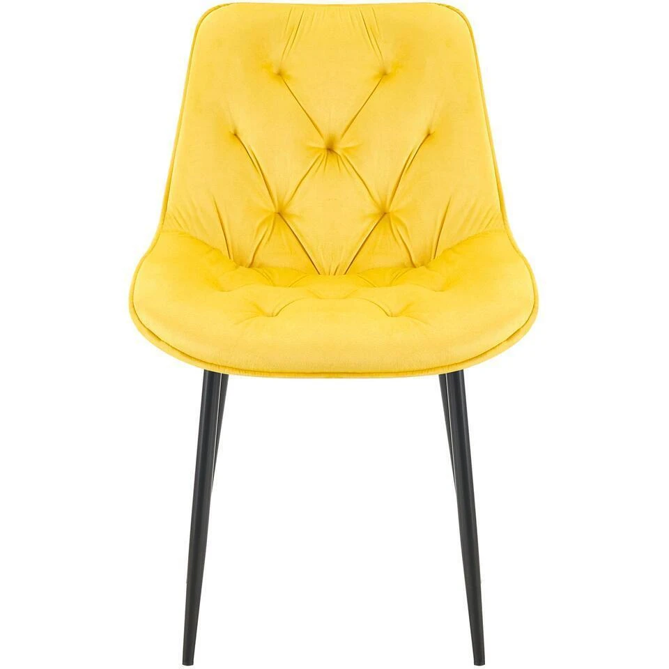 CLP Eetkamerstoel Wallace Zwart Frame - Fluweel - Geel 5 CLP Eetkamerstoel Wallace Zwart Frame - Fluweel - Geel - Afbeelding 3